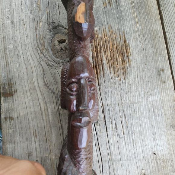 VINTAGE African Carved Ebony Statues 13" Warrior & Village Woman Tribal Folkart - Picture 10 of 10